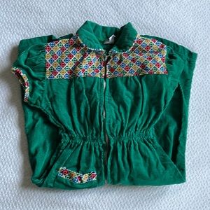Rugged Duds Vintage Green Corduroy Romper, Approximately Size 18-24 Months.